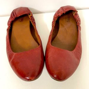 CLOSEOUT! Red Leather Korks Ballet Slippers Sz 10